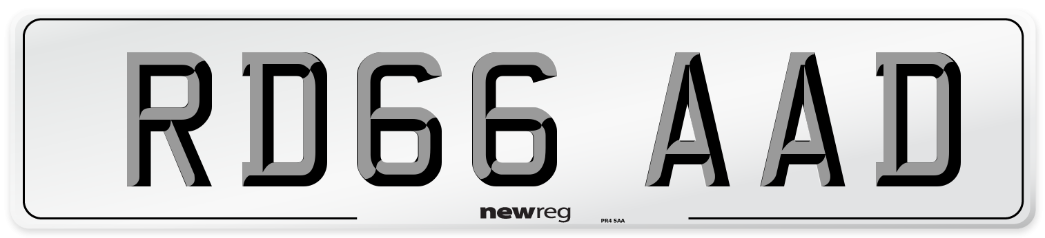 RD66 AAD Number Plate from New Reg